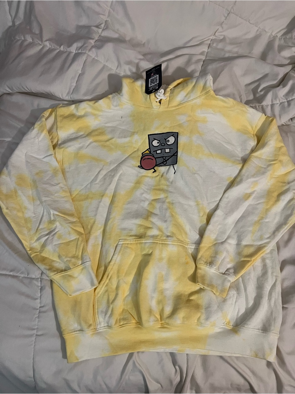 Doodlebob Tie-Dye Yellow & White Hoodie